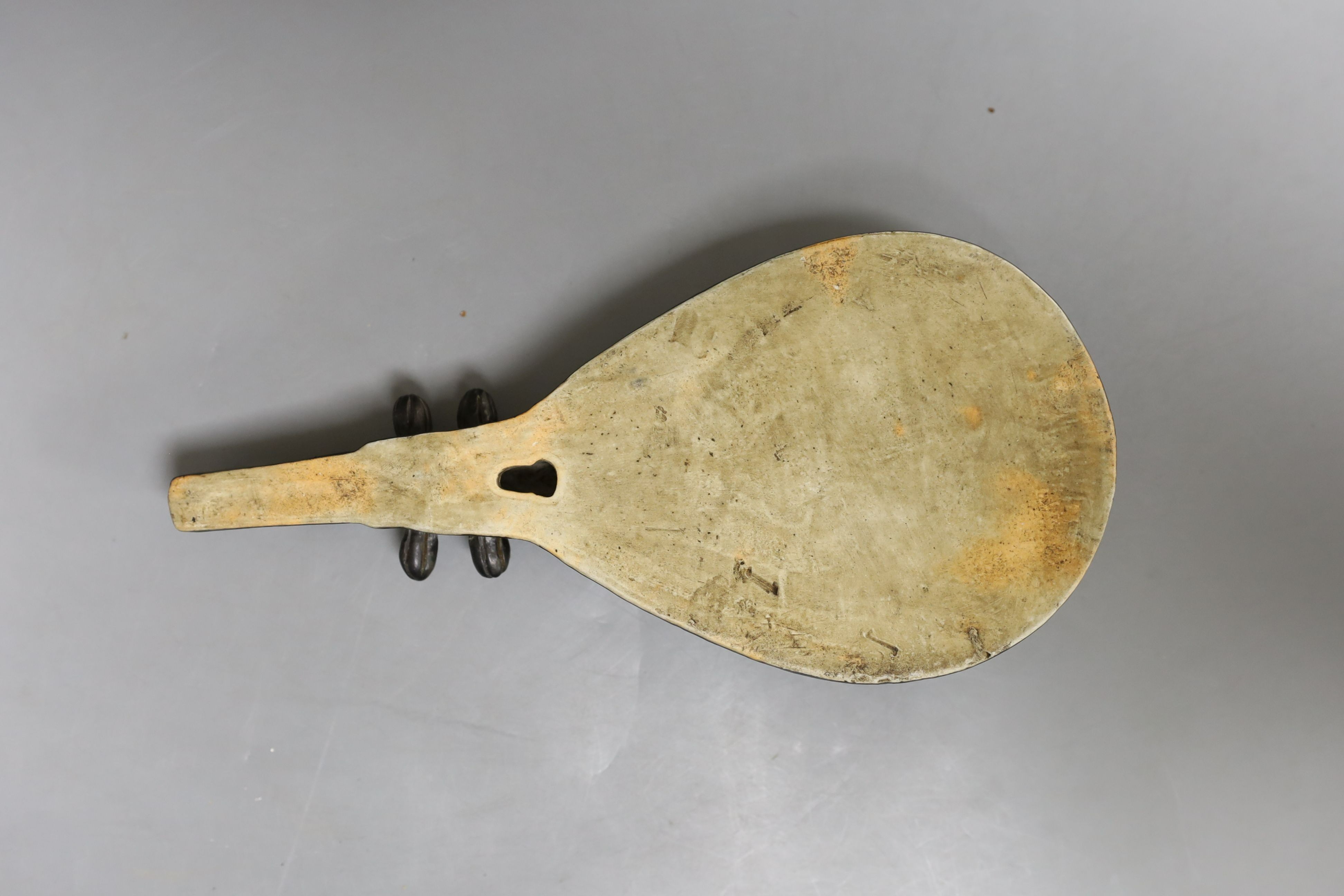 A Japanese famille rose wall pocket in the shape of a mandolin - 28cm tall